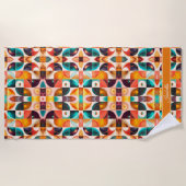 スクウェア抽象芸術レトロ人気があるコレクション ビーチタオル (正面)