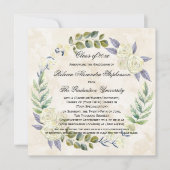 スクウェア水彩花リース大学卒業 招待状 (正面)