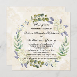 スクウェア水彩花リース大学卒業 招待状