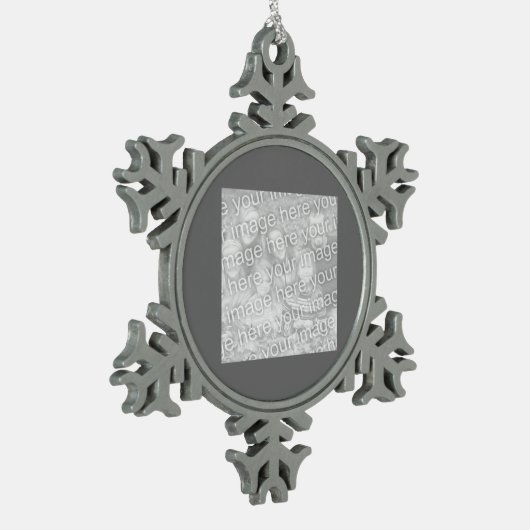 スクウェア炭の縁ど写真 スノーフレークピューターオーナメント (左)