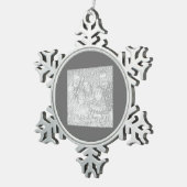 スクウェア炭の縁ど写真 スノーフレークピューターオーナメント (右)