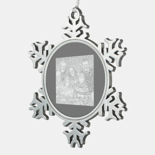 スクウェア炭の縁ど写真 スノーフレークピューターオーナメント (右)