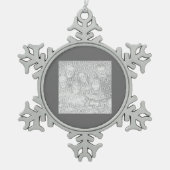 スクウェア炭の縁ど写真 スノーフレークピューターオーナメント (正面)