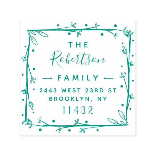 スクウェア素朴スクリプスタイリッシュトファミリ差出人住所 セルフインキングスタンプ (デザイン)