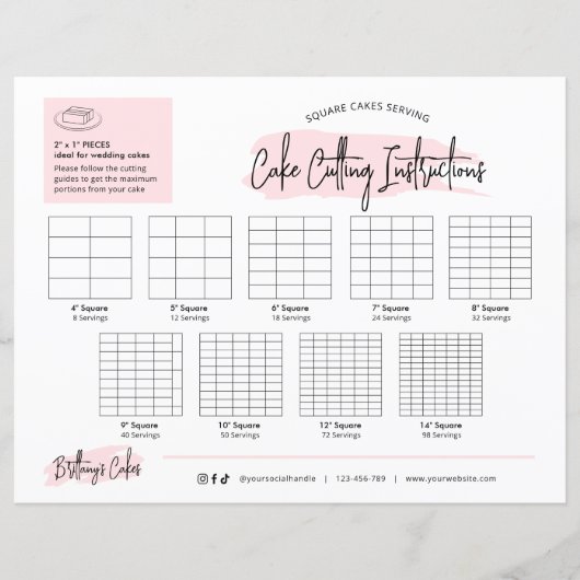 スクウェア結婚ズケーキ切断ガイド赤面ピンクロゴ (正面)