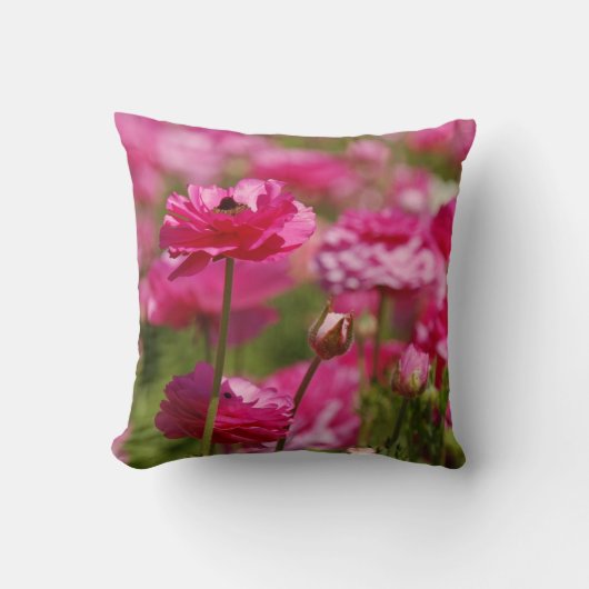 スクウェア装飾用クッションとピンクランヌカルスデザイン クッション (正面)