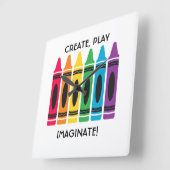 スクウェア・アート・ルーム・クロックカラフル・クレヨンズセンター スクエア壁時計 (傾斜)