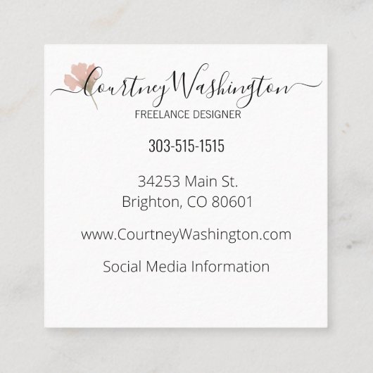 スクウェア・ビジネスミニマル・カードの水色 スクエア名刺 (裏面)