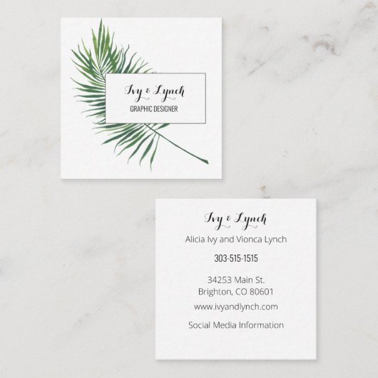 スクウェア・ビジネス・カード・トロピカル・リーフ スクエア名刺 (正面/裏面)