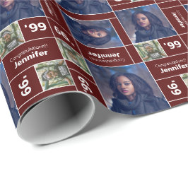 スクウェア・フォト卒業クラス年マルーン ラッピングペーパー