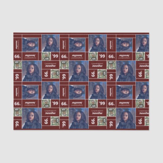 スクウェア・フォト卒業クラス年マルーン 薄葉紙 (正面)