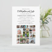 スクウェア・フォト・コラージュ葬儀お祝い・オブ・ライフ 招待状 (スタンド正面)