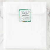 スクエアありがとうビジネステッカー – 緑の大理石 スクエアシール (バッグ)