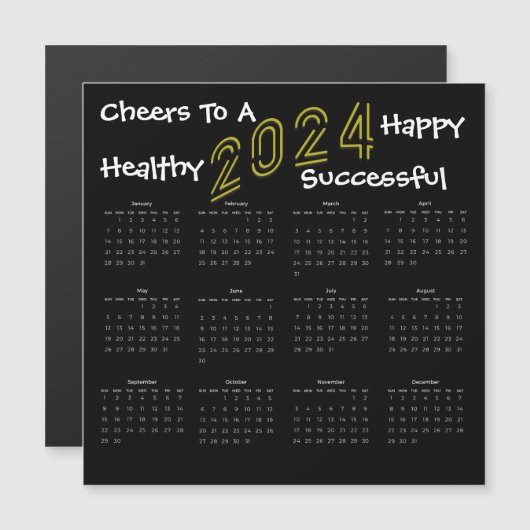 スクエアおもしろい2024ファミリービジネスカレンダーギフト (正面/裏面)