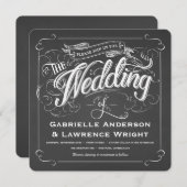 スクエアなラスティックチョークボードアートの結婚式招待状 招待状 (正面/裏面)