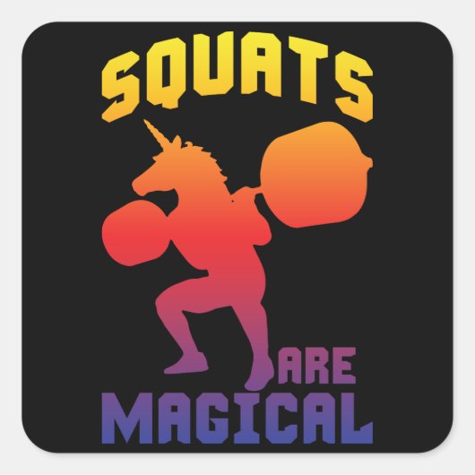 スクエアは魔法だ – Unicorn Leg Day - おもしろい Gym スクエアシール (正面)