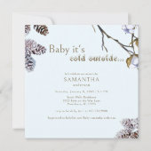 スクエアアイスブルーベビー外は冷たい 招待状 (正面)
