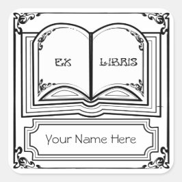 スクエアアールデコ蔵書票エクリスインブラック スクエアシール