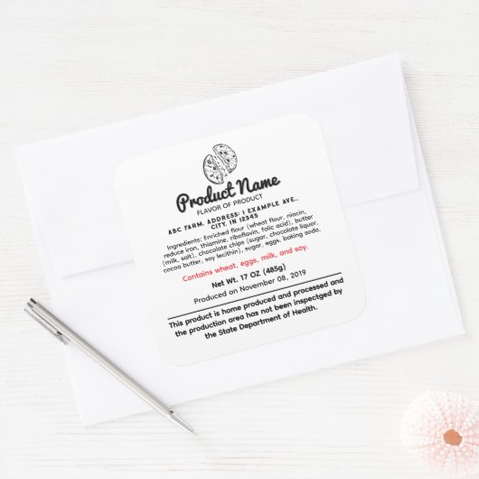 スクエアインディアナコテージの食の法則のラベル スクエアシール (封筒)