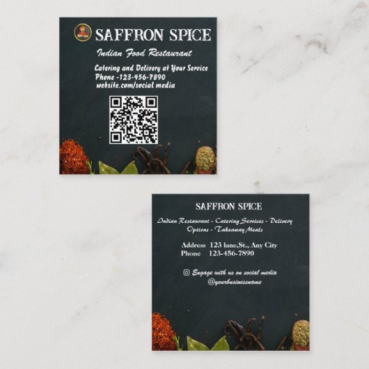 スクエアインディアンレストラン名刺 スクエア名刺 (正面/裏面)