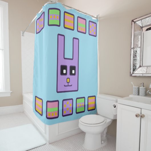 スクエアイースターバニーシャワーカーテン シャワーカーテン (インサイチュ)