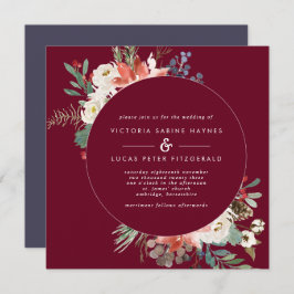 スクエアウィンターベリーフローラ結婚式招待状 招待状