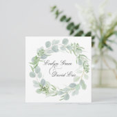 スクエアウォーターカラーグリーンリー結婚式招待状 招待状 (スタンド正面)