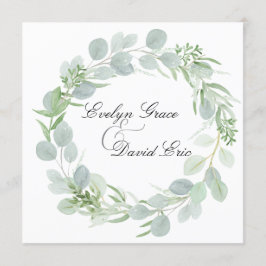 スクエアウォーターカラーグリーンリー結婚式招待状 招待状