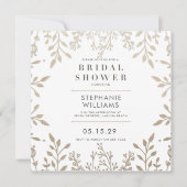 スクエアエレガントアンティーク金ゴールドブライダルシャワー 招待状 (正面)