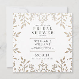 スクエアエレガントアンティーク金ゴールドブライダルシャワー 招待状