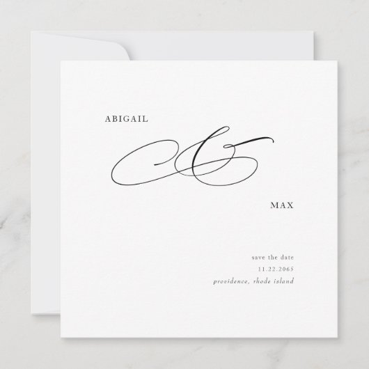 スクエアエレガントウェディング日付を保存 セーブザデート (正面)