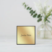 スクエアエレガントスクリプトグラマー黒と金ゴールドプレーン スクエア名刺 (スタンド正面)