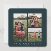 スクエアエレガントトリプルフォトハッピー感謝祭 カード (正面)