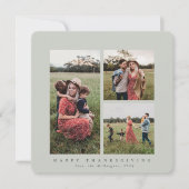 スクエアエレガントトリプルフォトハッピー感謝祭 カード (正面)
