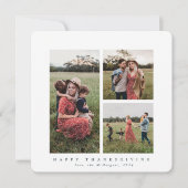 スクエアエレガントトリプルフォトハッピー感謝祭 カード (正面)