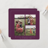 スクエアエレガントトリプルフォトハッピー感謝祭 カード (正面/裏面インサイチュ)