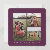 スクエアエレガントトリプルフォトハッピー感謝祭 カード (正面)