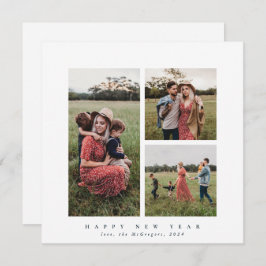 スクエアエレガントトリプルフォトハッピー新年 シーズンカード