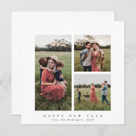 スクエアエレガントトリプルフォトハッピー新年 シーズンカード