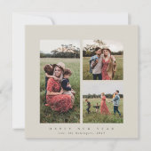 スクエアエレガントトリプルフォトハッピー新年 シーズンカード (正面)