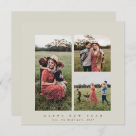 スクエアエレガントトリプルフォトハッピー新年 シーズンカード