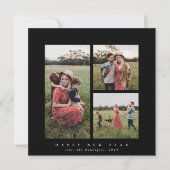 スクエアエレガントトリプルフォトハッピー新年 シーズンカード (正面)