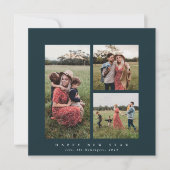 スクエアエレガントトリプルフォトハッピー新年 シーズンカード (正面)