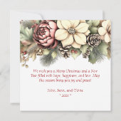 スクエアエレガントフローラフォトクリスマスカード シーズンカード (裏面)