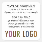 スクエアカスタムビジネスカードステッカー酸フリー スクエアシール (正面)