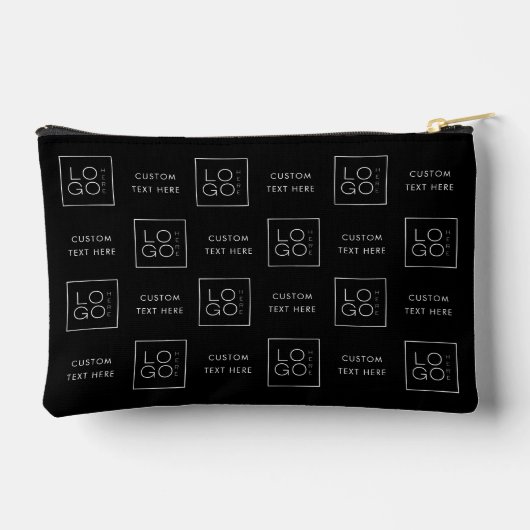 スクエアカスタムビジネスロゴ文字黒い背景 アクセサリーポーチ (裏面)