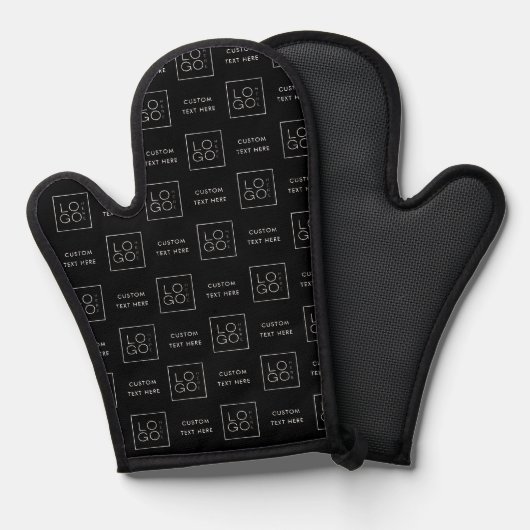 スクエアカスタムビジネスロゴ文字黒い背景 鍋つかみ (正面/裏面)