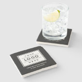 スクエアカスタムブラックビジネスロゴ会社ブランド ストーンコースター (横)