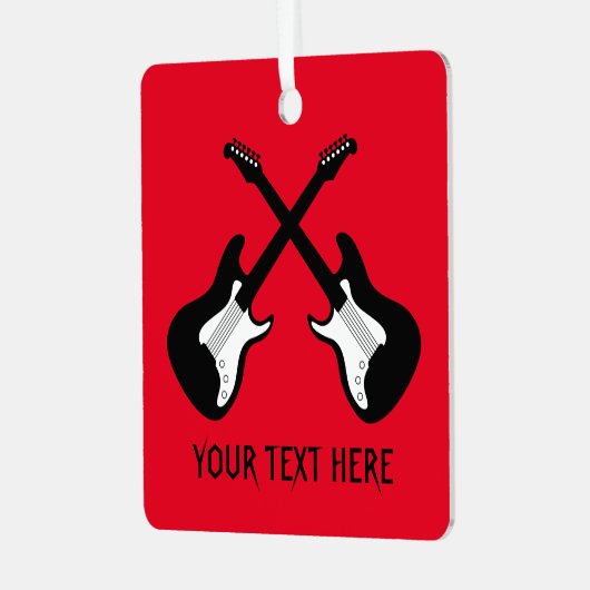 スクエアカスタムメタルのギタークリスマスツリーオーナメント メタルオーナメント (正面左)
