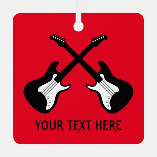 スクエアカスタムメタルのギタークリスマスツリーオーナメント メタルオーナメント (正面)